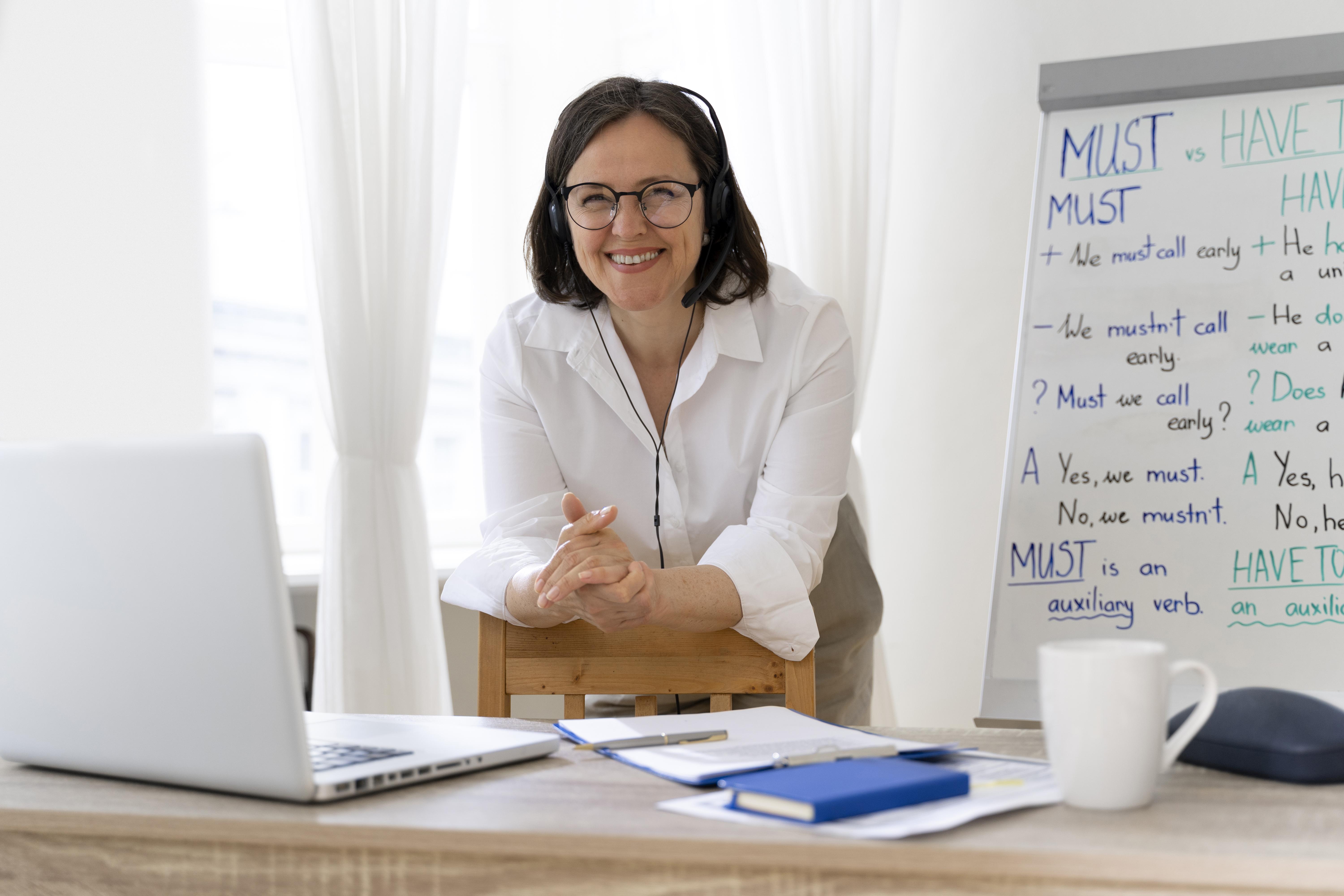 Teacher smilling